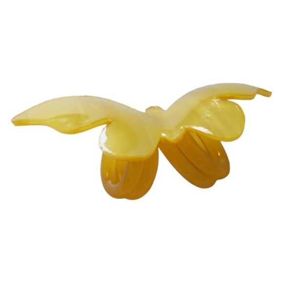 Vintage Butterfly Scarf Clip Holder Slide Lucite Marbled Yellow Mid Century Mod. - Picture 9 of 16